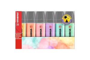 ESTOJO DE MARCA TEXTO STABILO BOSS PASTEL COM 6 UNI