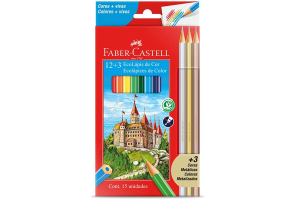 ECOLÁPIS FABER CASTELL 12 CORES + 3 METÁLICOS