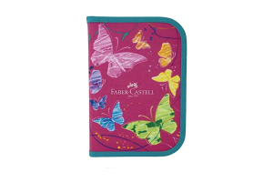 ESTOJO NYLON BORBOLETA ROSA FABER CASTELL